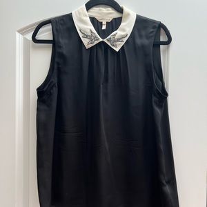 Rebecca Taylor Bird Embellished Georgette Silk top